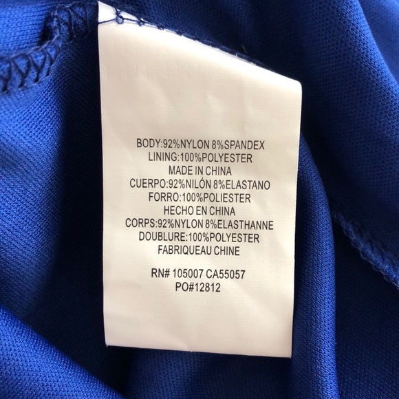 MARINA Cobalt Blue Long Sleeve Lace Scoop Back - Picture 8 of 9